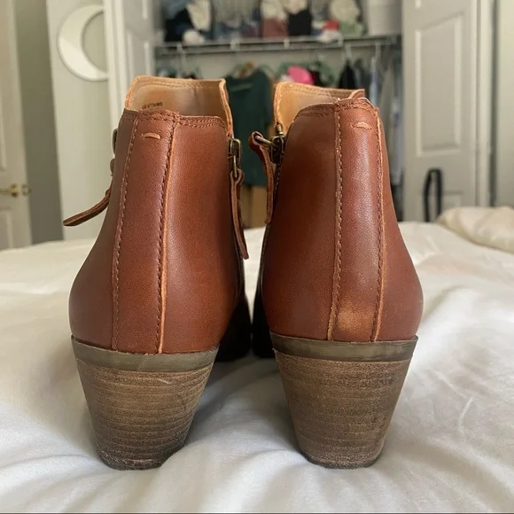 FRYE Ankle Boots Cognac Leather Judith Double Zipper Zip Leather Brown 9.5 M - Picture 3 of 10